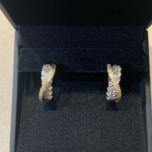Kay Jewelers 14k 2tone 1ct total Diamond hoops